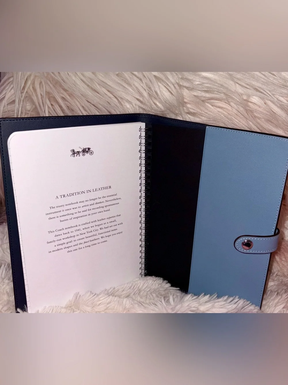 NEW Coach Cornflower Blue Smooth Leather Notebook Journal Diary Planner